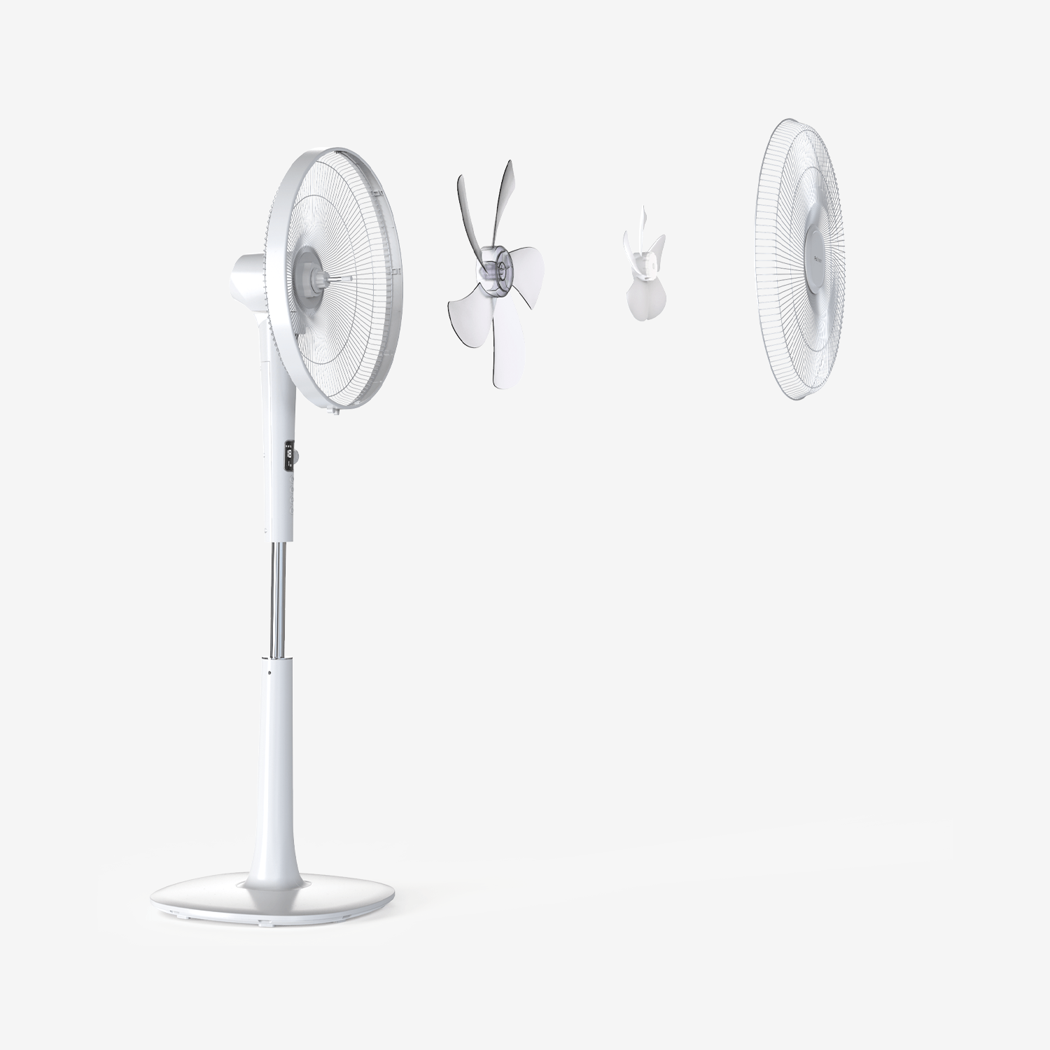 Refurbished 16" Pedestal Fan - Low Energy DC Motor, 3 Operating Modes & Remote Control - White