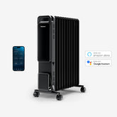 OmniWarm 2500W Oil Filled 11 Fins Eco Radiator Heater With Digital Display and Smart App Control - Black