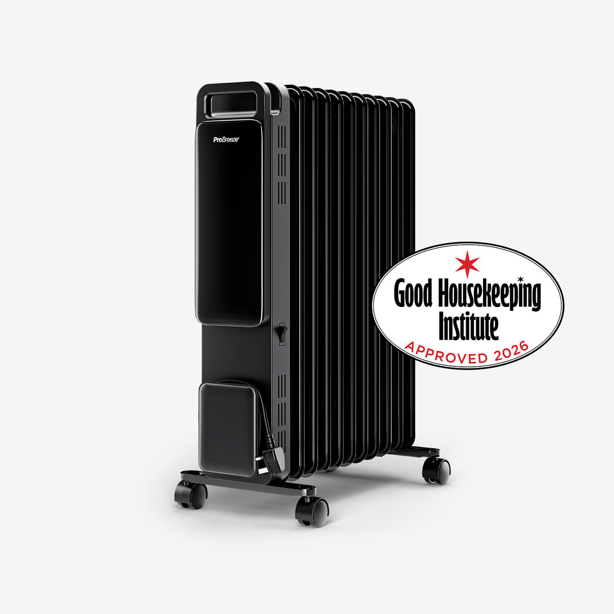 OmniWarm 2500W Oil Filled 11 Fins Eco Radiator Heater With Digital Display - Black