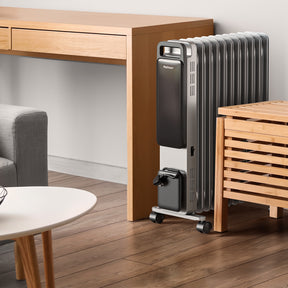 OmniWarm 2500W Oil Filled 11 Fins Eco Radiator Heater With Digital Display and Smart App Control - Silver