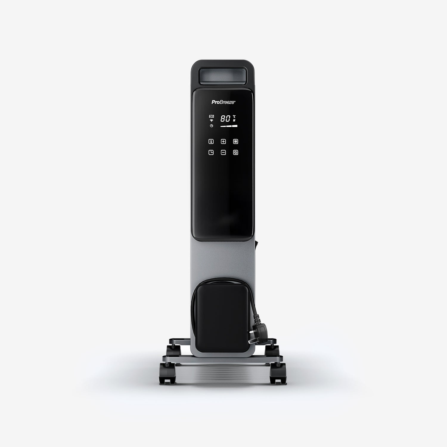 OmniWarm 2500W Oil Filled 11 Fins Eco Radiator Heater With Digital Display and Smart App Control - Silver