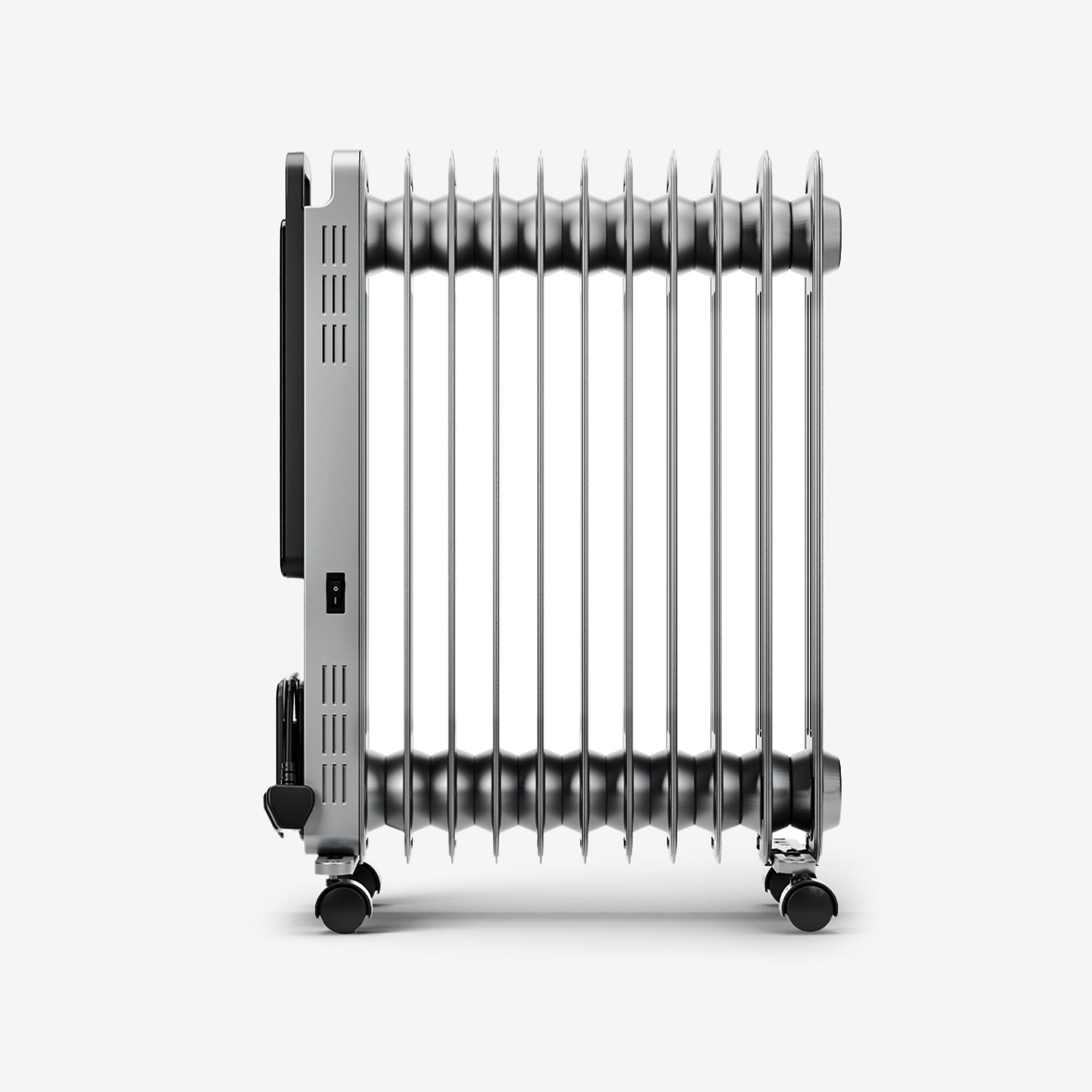 OmniWarm 2500W Oil Filled 11 Fins Eco Radiator Heater With Digital Display and Smart App Control - Silver