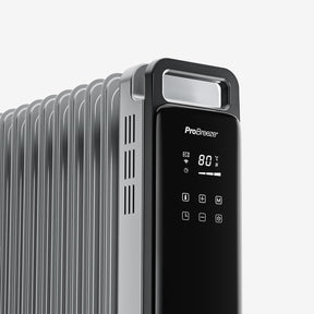 OmniWarm 2500W Oil Filled 11 Fins Eco Radiator Heater With Digital Display and Smart App Control - Silver