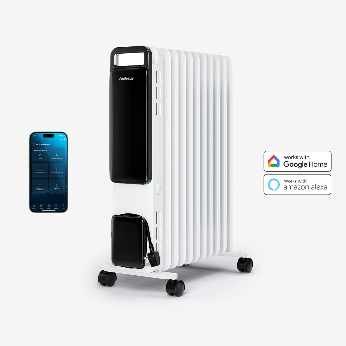 ProBreeze プロブリーズ オイルレスヒーター SH300 ホワイト OmniWarm 2500W Oil Filled 11 Fins Eco Radiator Heater With Digital