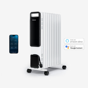 OmniWarm 2500W Oil Filled 11 Fins Eco Radiator Heater With Digital Display and Smart App Control - White