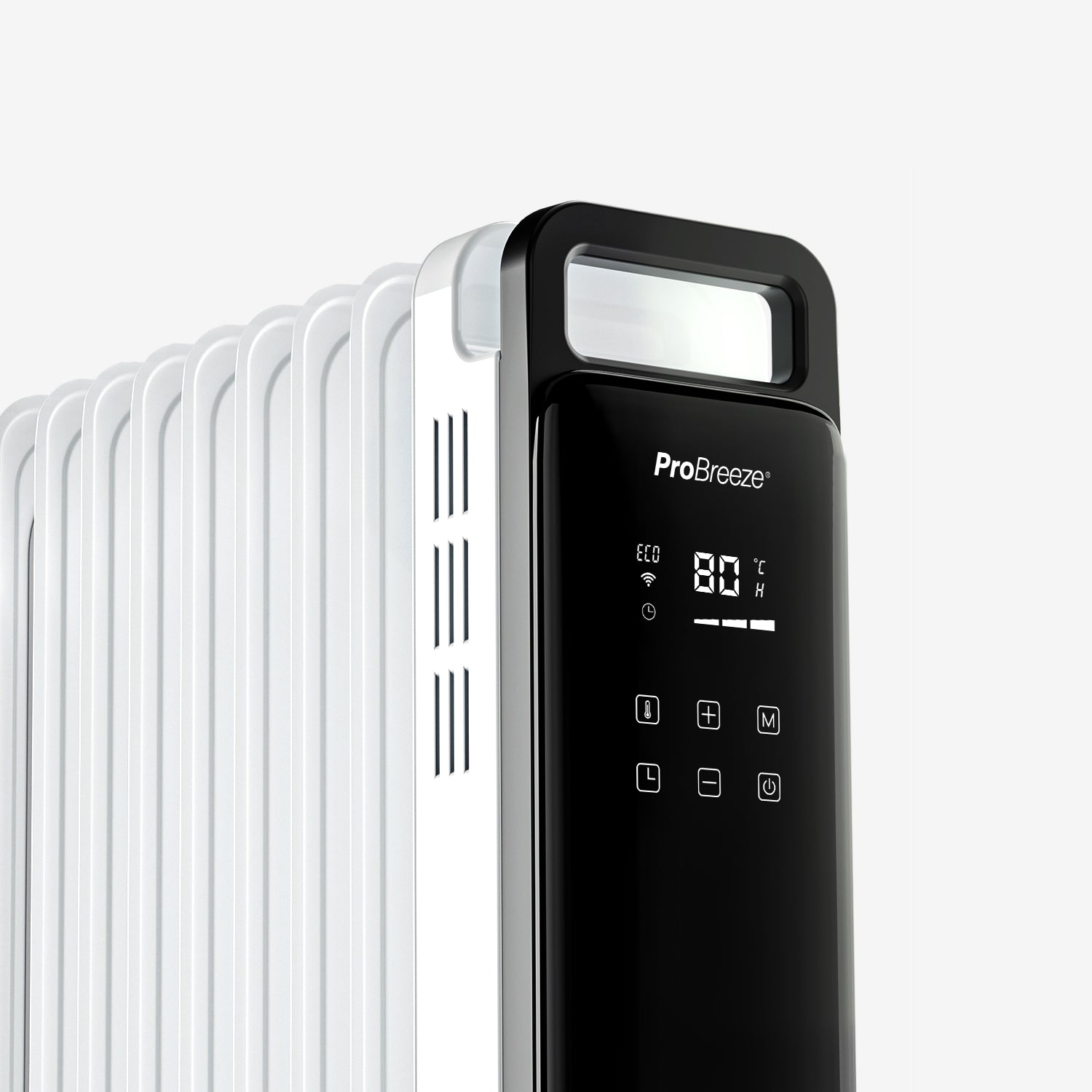 OmniWarm 2500W Oil Filled 11 Fins Eco Radiator Heater With Digital Display and Smart App Control- White