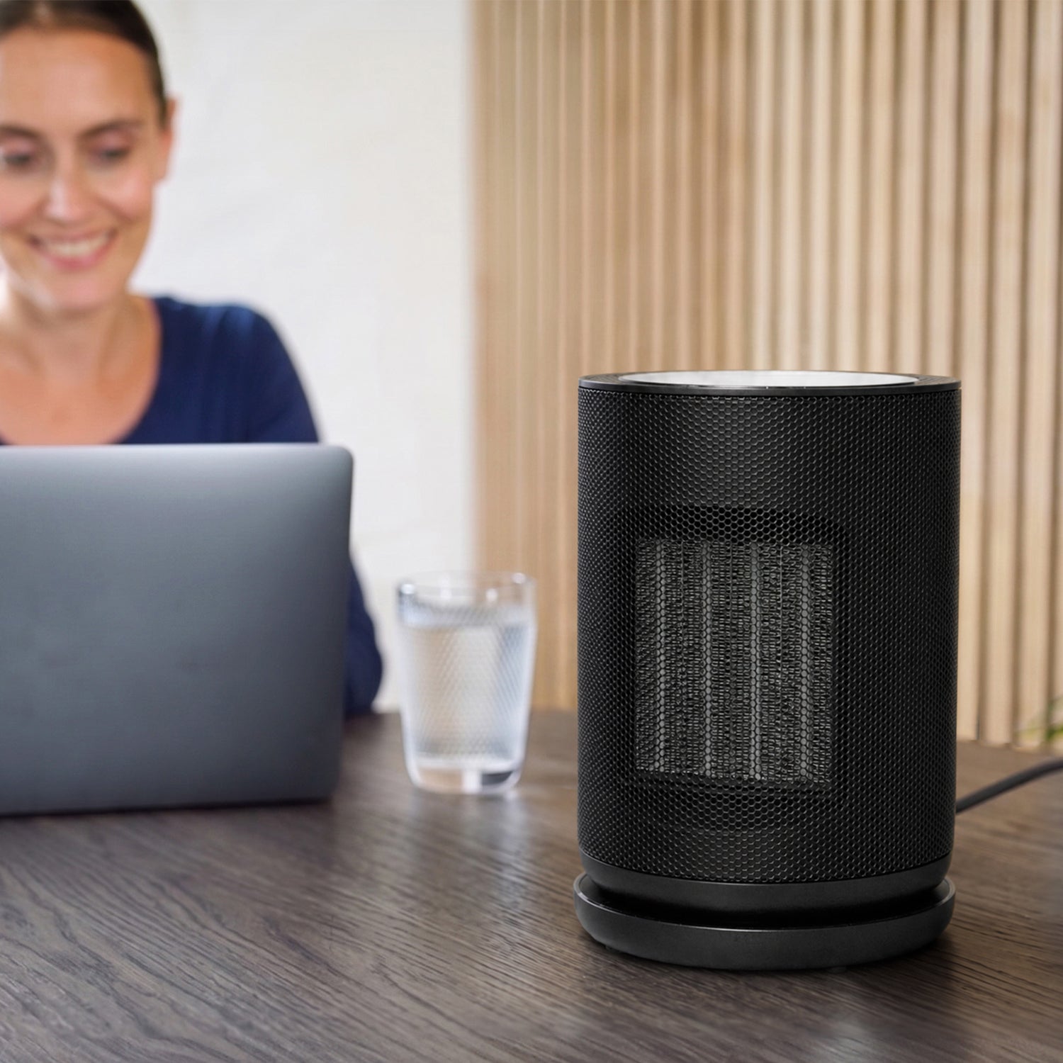 1800W Circular Ceramic Mini Fan Heater - Black