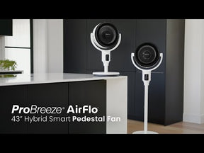AirFlo™ 43" Smart Hybrid Pedestal Fan - Ultra-Quiet Air Circulator - White