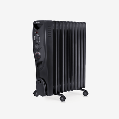 2500W Oil Filled Radiator Heater with 11 Fins - Black